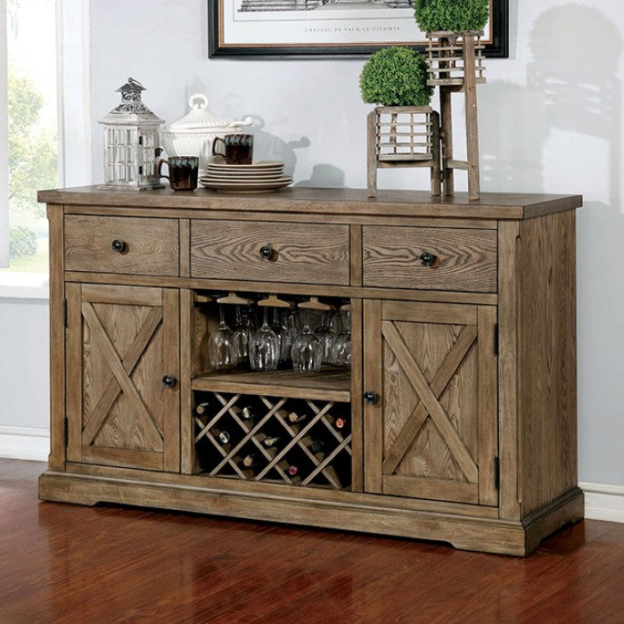 Julia Rustic Wood Sideboard - Light Oak