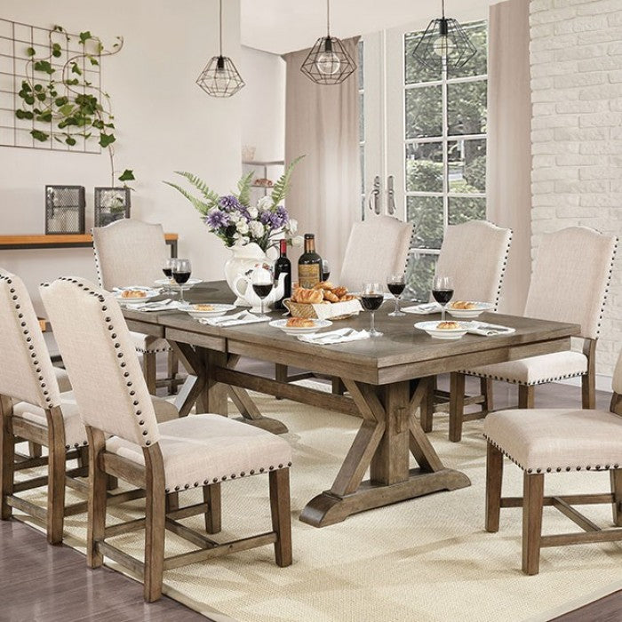 Julia Trestle Style Rustic Extension Dining Table - Light Oak