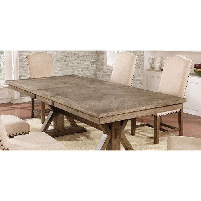 Julia Trestle Style Rustic Extension Dining Table - Light Oak