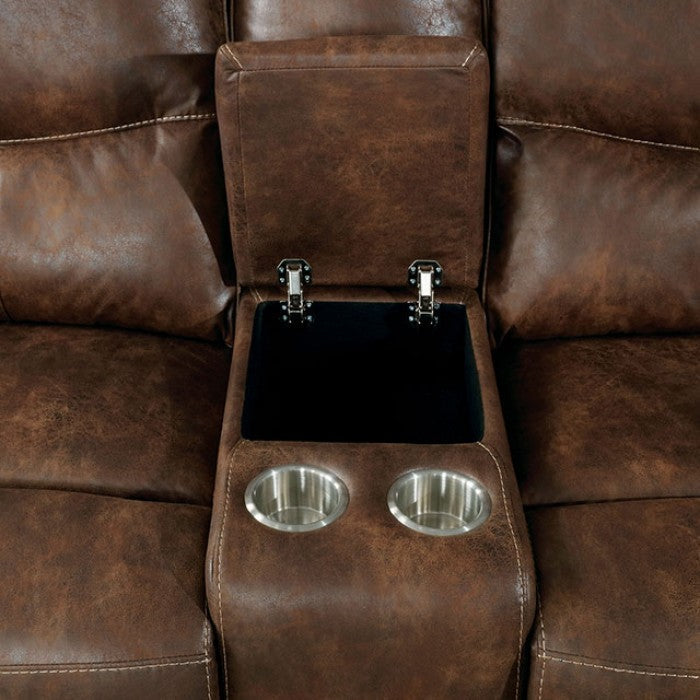 Chantoise Collection Power Reclining Loveseat - Brown