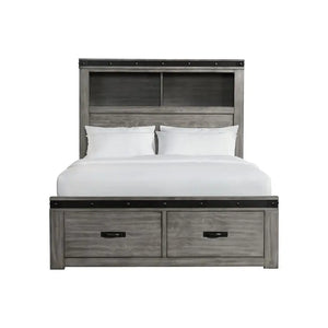 Wade Storage Bed w/Bookcase Headboard - Grey