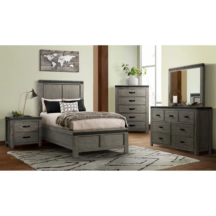 Wade Panel Bed - Grey