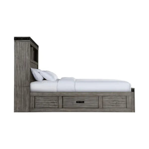 Wade Storage Bed w/Bookcase Headboard - Grey