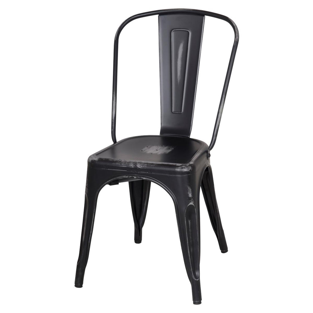 Metropolis Distressed Black Dining Chair