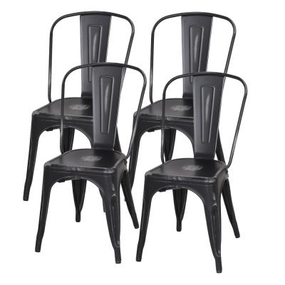 Metropolis Distressed Black Dining Chair