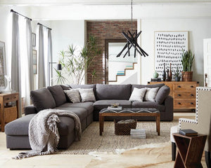 Serene Collection 6 Pc Modular Feather Down Sectional - Charcoal Gray