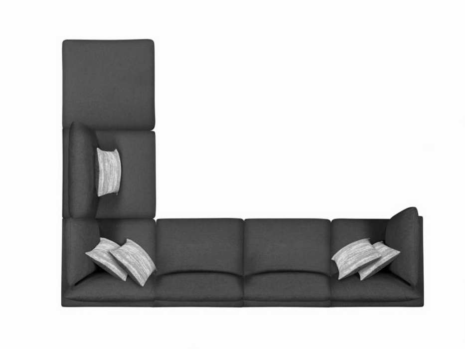 Serene Collection 6 Pc Modular Feather Down Sectional - Charcoal Gray